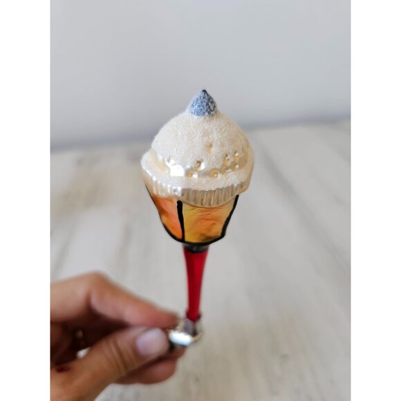 Vintage inge glas lamp post glass lantern clip light ornament Xmas tree - Picture 2 of 9